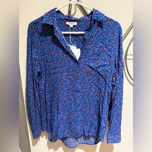 beachlunchlounge Blue Floral Button-Down Shirt, Size M, NWT